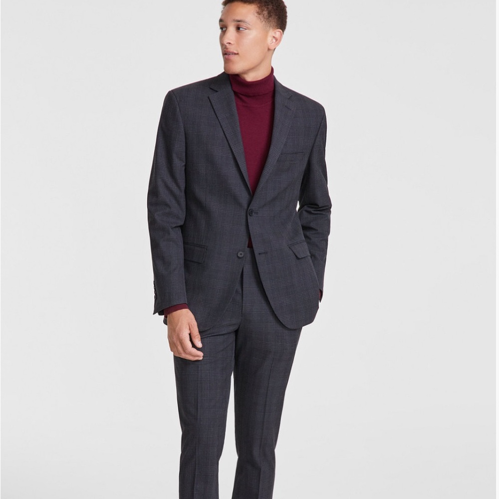 Dkny Gray Slim-Fit Suit Modern Charcoal